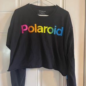 Polaroid cropped long sleeve, great pattern on sleeve